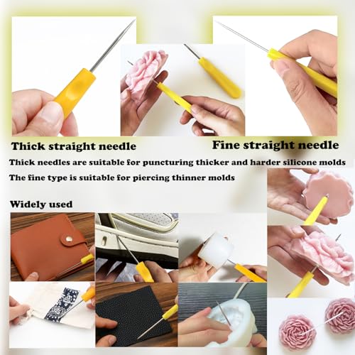28 PCS Beginners Candle Making Kit for Adults with 200 ft Candlewick,Long Large-Eye Candle Piercing Needle and Wick Cutter 7INCH,Wick Inserting Tool Mold Punch Needle with Hook Eye for Moulds - color: 28PCS