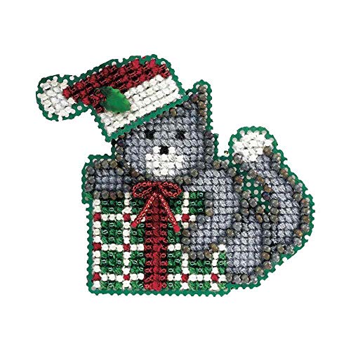 Kitty's Gift Beaded Counted Cross Stitch Christmas Ornament Kit Mill Hill 2006 Winter Holiday MH18-6305