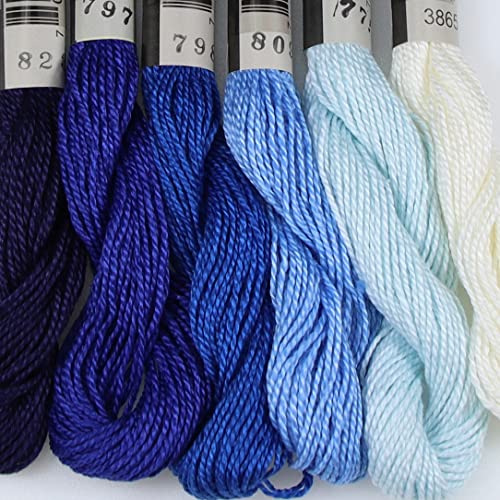 KCS 162 Yards(150 Meters) Mercerized Pearl Cotton Crochet Needlepoint Thread,Size 5,6 skeins,Mixed Color 09 - color: 6color09, size: 6 skeins