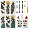 INFUNLY 6 Set Halloween Cross Stitch Bookmark Kit Black Crow DIY Embroidery Bookmarks for Readers 22x8cm/8.67x3.14 Handmade Cross Stitch Bookmarks with Thread Kit Gifts for Book Lovers Adults - style: Halloween