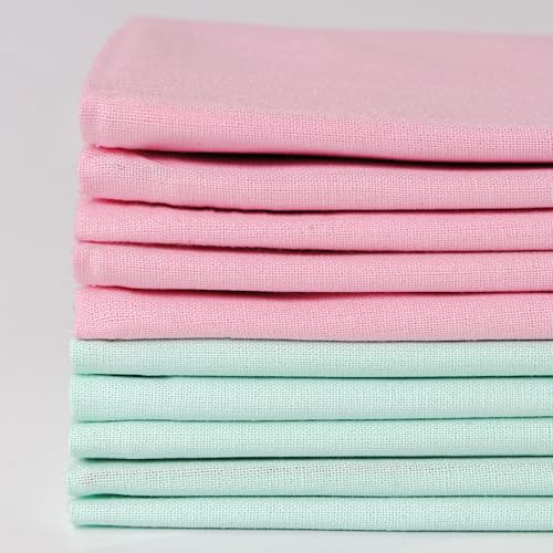 10 Pieces 18 x 21 Inches Cotton Fabric Precut Quilting Fabric Bundles Solid Colors Layer Cakes Quilt Material for DIY Craft Sewing Embroidery (Pink, Light Green) - color: Pink, Light Green