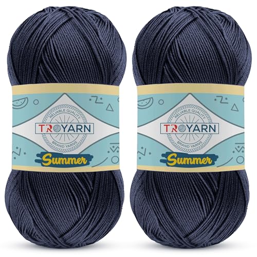 105361 - Dark Navy Crochet & Knitting Yarn - 2 Skeins (2x383 Yds) - 100% Microfiber Acrylic - color: 105361 - Dark Navy, size: 2 Skein