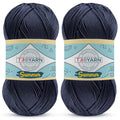 105361 - Dark Navy Crochet & Knitting Yarn - 2 Skeins (2x383 Yds) - 100% Microfiber Acrylic - color: 105361 - Dark Navy, size: 2 Skein