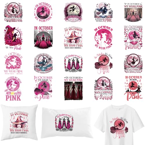Halloween DTF Transfers Ready to Press, Iron on Decals for T-Shirts - color: Pink Halloween122