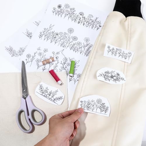 4Pcs Water Soluble Embroidery Patterns, Wash Away Transfer Stickers
