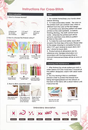 WUSARPLY Stamped Cross Stitch Kits,Flowers Needlepoint Butterfly Counted Cross Stitch Kits for Adults Beginners,Full Range of Cross-Stitch Stamped Kits Needlecrafts - color: SAP-01