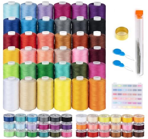 ilauke 72 Pcs Sewing Thread 700 Yards, 36 Colors with Prewound Bobbins - color: 36colors,700yd