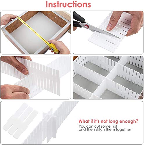 40Pcs Drawer Dividers, Adjustable Drawer Organizer for Socks, Underwear, Makeup, Can Help Tidy Kitchen, Bedroom, Dresser Black - color: Black, size: 40Pcs