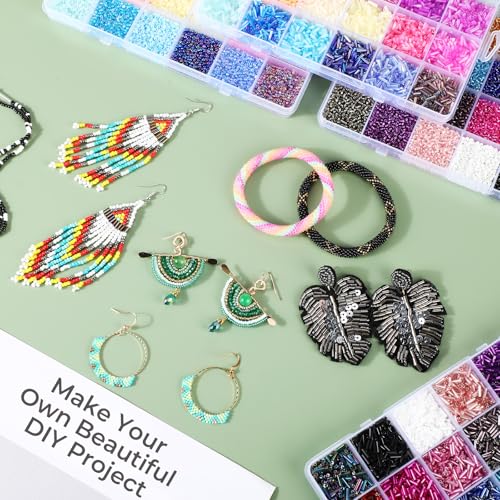 Tondiamo 32000 2mm Glass Seed Beads, 12000 7mm Tube Beads, 48 Colors
