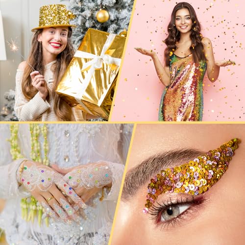 NACHLYNN 16800 Pcs 6MM Bulk Loose Sequins 15 Colors Rainbow Round Sequins for Crafts Sewing Wedding Christmas Jewelry Making Nail Arts Crafts - color: Multicolor