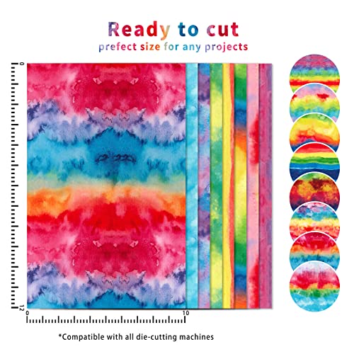Tintnut Rainbow Watercolor Heat Transfer Vinyl,8 Pcs 12x10in HTV Vinyl - color: Light Watercolor