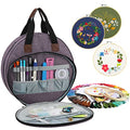 Multifunctional Embroidery Supplies Storage Tote Bag, Large-Capacity Embroidery Project Storage Bag - color: Purple Circle