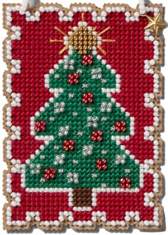 Holiday Stamps Charmed Ornament Beaded Cross Stitch Kits, Set of 6 - Mill Hill Ornament Kits 2024 - Plus Decorative 'Needleworker' Sticker
