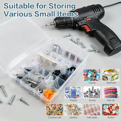DILIBRA 5 Pack 36 Grids Large Plastic Organizer Box with Adjustable Divider - size: 5 Pack 180 Grids