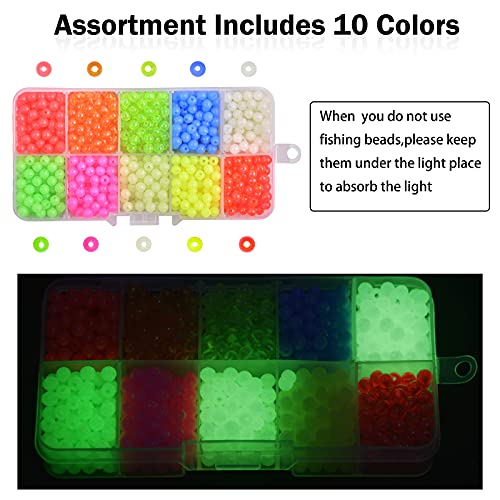 Fishing Beads Assortment Kit, 1000pcs 5mm Round Plastic Fishing Line Beads