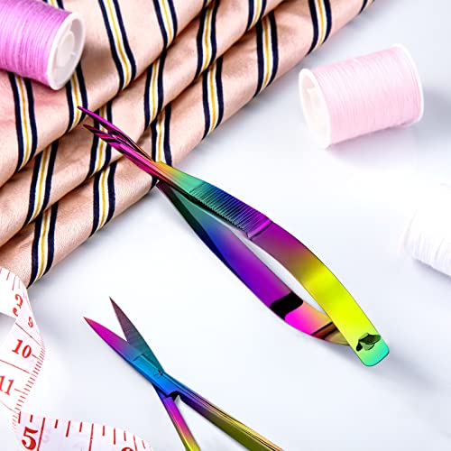 2 Pcs 4.7 Inch Eyebrow Embroidery Sewing Snips Scissors, Dazzling Color - color: Dazzling Color