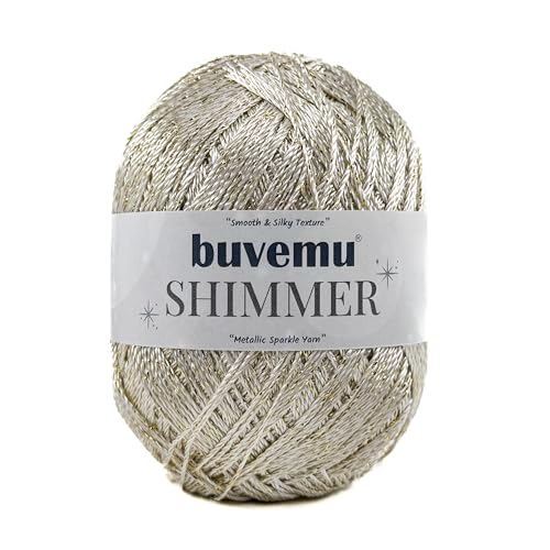Shimmer Metallic Thread for Crochet, Lace, Light Gold, Gold Glitter - color: Light Gold, Gold Glitter, size: 1 Pack