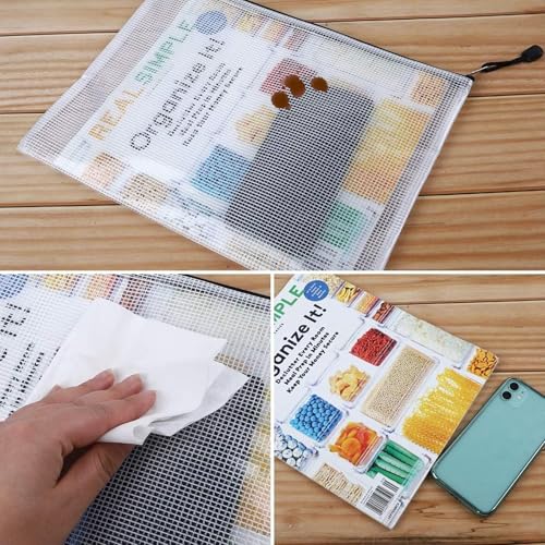 EOOUT 24pcs Mesh Zipper Pouch Bags, Plastic Zipper Bag for Organizing 13.5x9.5 Inches Letter Size, A4 Size, for Office Supplies - style: black-24pcs