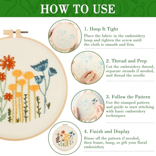 RAINFLOW 3 Pack Embroidery Kit for Beginners - Stamped Cross Stitch Kits