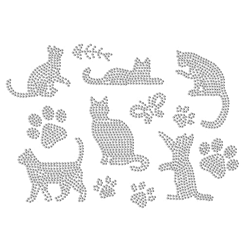 NBEADS Cats Rhinestone Iron on Hotfix, Heat Transfer Decal Bling Rhinestone Decals Patch Clothing Repair Applique for T-Shirt Clothing Pants Bags - color: Cats