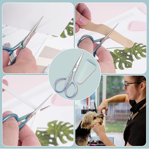 2 Pcs Eyebrow Scissors for Women, 3.5 Inch Stainless Steel - color: Blue