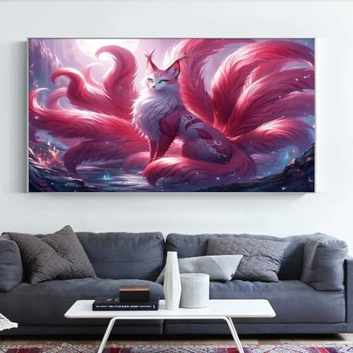 JATOK Diamond Painting Kit for Adults, Magical Fox, 27.5 x 15.7 in - color: Pink