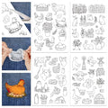 GLOBLELAND 4 Sheets Farmhouse Animals Water Soluble Embroidery Pattern - color: Farm Animals