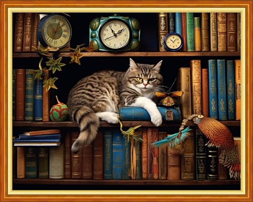 Dimensean Stamped Cross Stitch Kits Full Range of Embroidery Patterns Starter Kits for Beginners Adult DIY Cross Stitches Needlepoint Kits 11CT-Sleepy Cats 16x20 inch - color: Craftpattern27