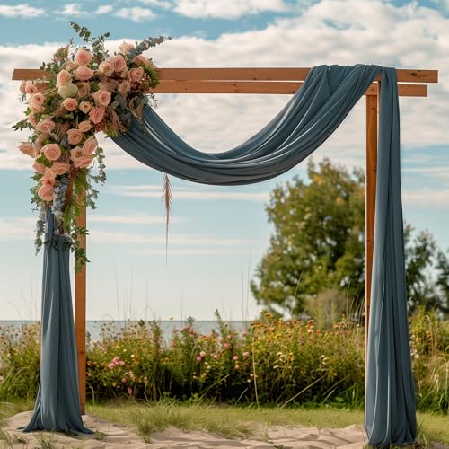 Wedding Arch Draping Fabric 1 Panel Grey Blue Sheer Backdrop Drapes - color: Grey Blue, size: 1 Panel
