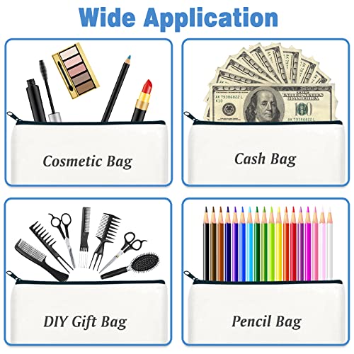 ZeeDix Small Canvas Zipper Pouch for Makeup Pencil Travel Storage 8.3x5 In - color: White, style: 24 Pcs
