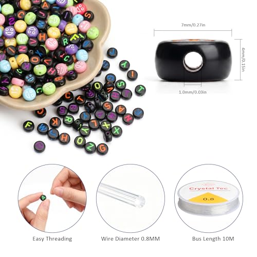 1500PCS Letter Beads, 4x7mm Alphabet Beads and Mixed Emoticon Beads - color: B+emoji
