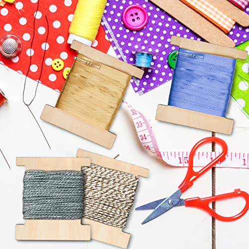 200 Pcs Ribbon Storage Organizer Set, Flat Wood Ribbon Spools with Folding Clips Embroidery Floss Bobbins Holder Empty Wooden Thread Storage for Cross Stitch Cotton Sewing Storage