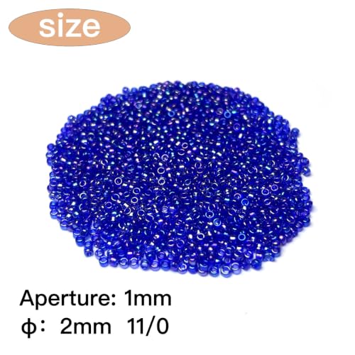 GLRXMX 2100Pcs Glass Beads 2mm Round Seed Beads for Jewelry Making - color: Royalblue