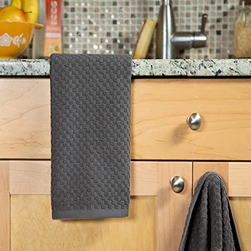 COTTON CRAFT Amazing Kitchen Towel - 12 Pack 100% Cotton Waffle Terry Towel - color: Charcoal, size: 12 Pack