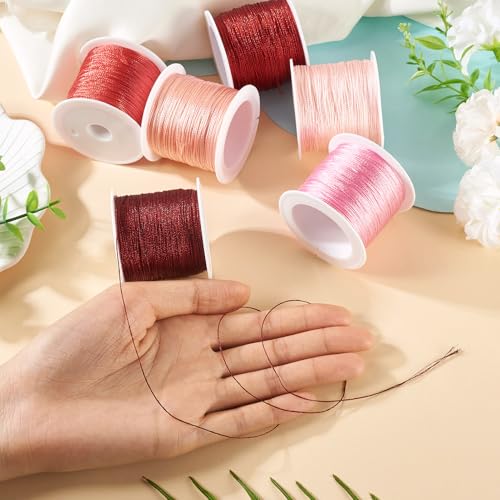 KISSITTY 328 Yards 6 Rolls Polyester Braided Metallic Thread Embroidery Threads Jewelry Beading Thread Thin Beading String for Jewelry Making Embroidery DIY Braided Bracelets Sewing Craft Bead Weaving - style: Assorted 2