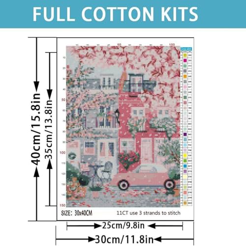 TCDZMYGS Stamped Cross Stitch Kits for Beginners-City Landscape,12x16in - color: cross stitch-city