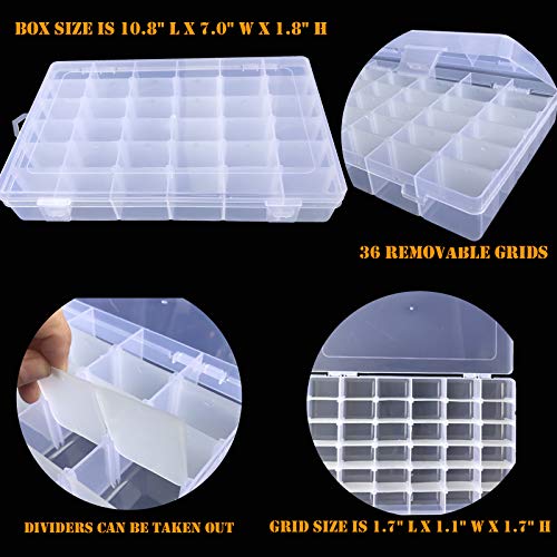 Embroidery Floss Organizer Box - 36 Compartments With 280 Bobbins, 3 White & 3 Black Floss and 500 Number Stickers