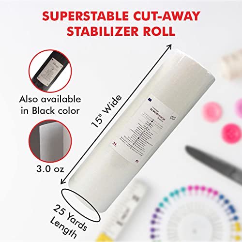 Superpunch Cutaway Embroidery Stabilizer, 3.0 oz, White, 15 in x 25 yd - color: White, size: 15" x 25 yards roll