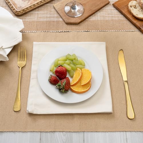 Blue Needles Solid Cloth Napkins 100% Cotton Set of 12-18 x 18 Inches - color: Cream, size: 18" x 18" (Set of 12)