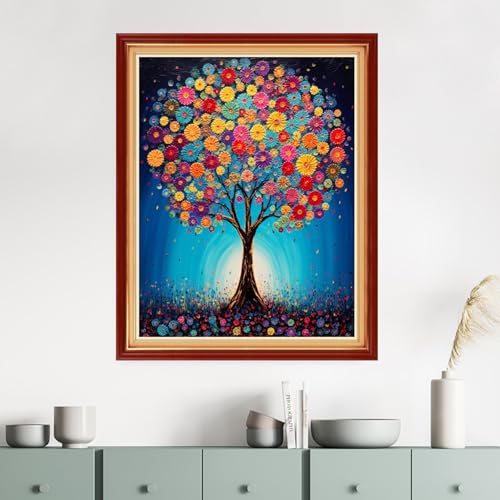 Dimensean Stamped Cross Stitch Kits Full Range of Embroidery Patterns Starter Kits for Beginners Adult DIY Cross Stitches Needlepoint Kits 11CT-Colorful Tree 16x20 inch - color: Craftpattern52