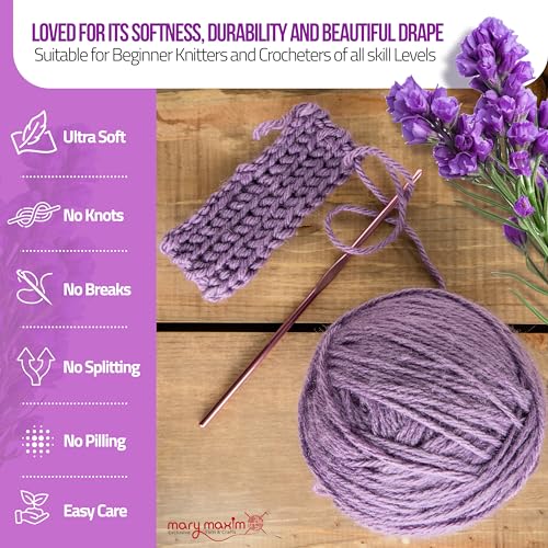 Mary Maxim Starlette Yarn, Soft Acrylic Yarn, 3.5 OZ, 180 Yards, Amethyst - color: Amethyst