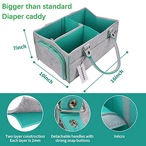 XUANGUO Large Baby Diaper Caddy Organizer, Felt Basket with Handles, Green - color: green