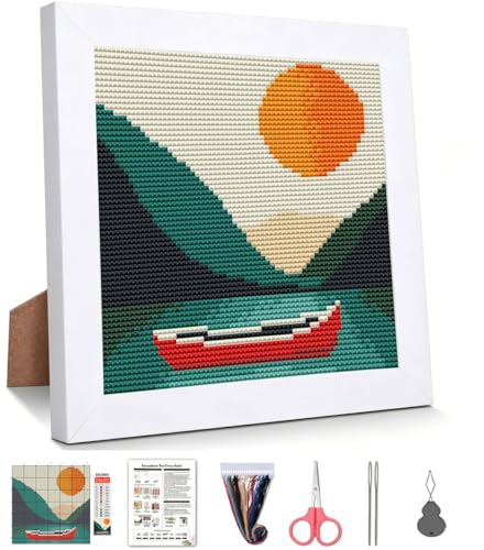 Mountains Landscape Stamped Cross Stitch Kits for Adults with Framed - color: DKJ004