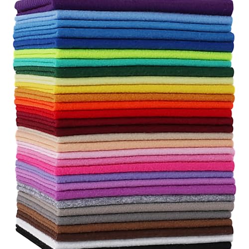 XSEINO 30PCS 8" x 12" 1.4 mm Thick Soft Felt Sheets,30 Assorted Multicolour Series Soft Felt Sheets for DIY Craft Sewing Squares Nonwoven Patchwork - color: 30p-multicolour