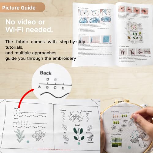 Embroidery Stitch Book Kit 29 Stitches Beginner Embroidery Kit for Adults (Basic Kit)