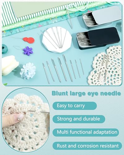 FIVEIZERO 80 PCS Large-Eye Blunt Needles,8 Sizes Stainless Steel Yarn Knitting Needles,Sewing Needles,Crafting Knitting Weaving Stringing Needleswith Threaders for Finishing Off Crochet Projects CJ - color: 80