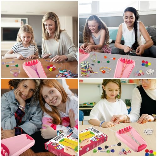 Maynacs Friendship Bracelet Making Kit for Girls 8-12, 28 Pre-Cut Threads - color: Pink/Red