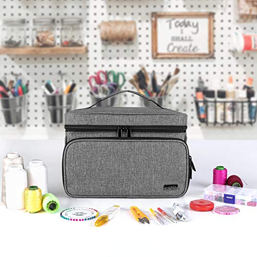 Luxja Sewing Storage Organizer with 2 Detachable Clear Pockets, Gray - color: Gray