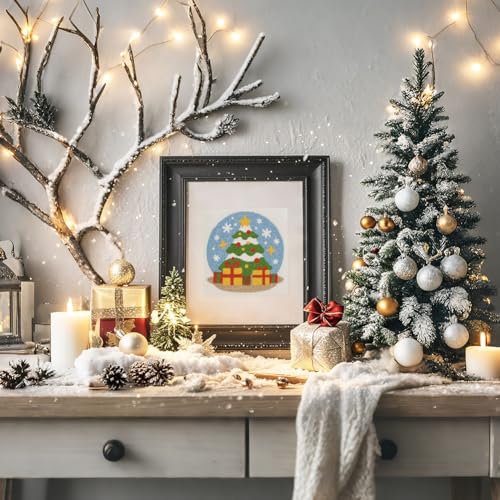 Doodlream Christmas Tree DIY Punch Needle Embroidery Kit for Adult Beginner, 9.4" Christmas Pine Tree Punch Stitching Craft Set for Starter with Frame, Fabric Pattern, Threader, Yarn, Pinch Needle - color: Christmas Tree