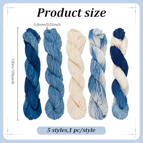 FREEBLOSS 5Pcs Sashiko Thread Natural Plant Blue Dyed 110 Yards*5 Colors - color: Plant Dye